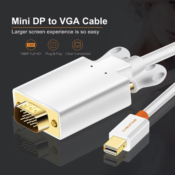 CABLETIME καλώδιο Mini DisplayPort σε VGA AV588, 1080p, 1.8m, λευκό CABLETIME καλώδιο Mini DisplayPort σε VGA AV588, 1080p, 1.8m, λευκό