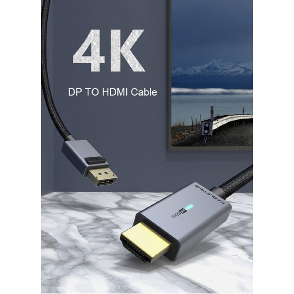 CABLETIME καλώδιο DisplayPort σε HDMI AV585, με LED, 4K, 1.8m, μαύρο CABLETIME καλώδιο DisplayPort σε HDMI AV585, με LED, 4K, 1.8m, μαύρο