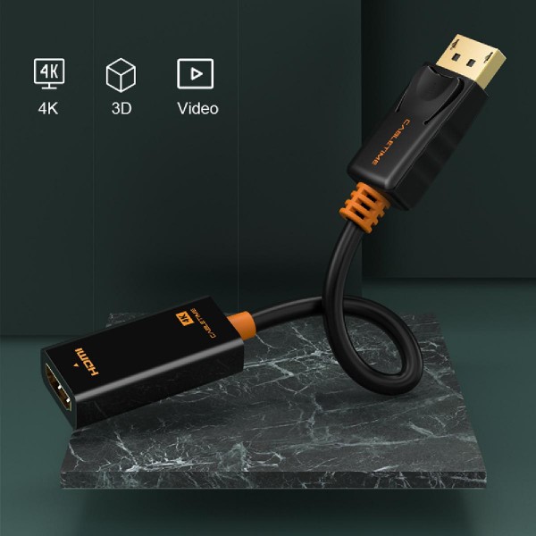 CABLETIME αντάπτορας DisplayPort σε HDMI AV586, 4K, 0.2m, μαύρος