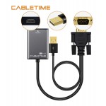 CABLETIME αντάπτορας VGA σε HDMI+USB AV582, 1080p, 0.15m, μαύρος CABLETIME αντάπτορας VGA σε HDMI+USB AV582, 1080p, 0.15m, μαύρος