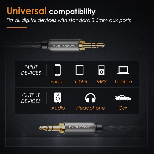 CABLETIME καλώδιο AUX Stereo 3.5mm (1/8 CABLETIME καλώδιο AUX Stereo 3.5mm (1/8