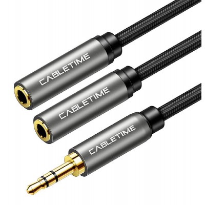 CABLETIME καλώδιο Stereo 3.5mm M σε 2x 3.5mm F AV309, 3pole, 0.2m, μαύρο CABLETIME καλώδιο Stereo 3.5mm M σε 2x 3.5mm F AV309, 3pole, 0.2m, μαύρο