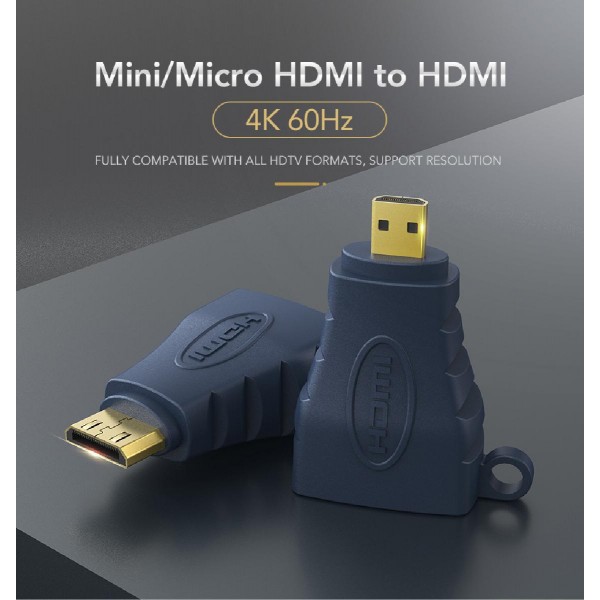 CABLETIME αντάπτορας Micro HDMI D σε HDMI AV599, with Ring, 4K, μπλε