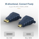 CABLETIME αντάπτορας Micro HDMI D σε HDMI AV599, with Ring, 4K, μπλε