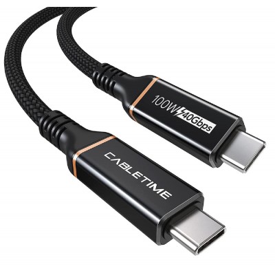 CABLETIME καλώδιο USB Type-C CT-USB4, 100W, 8K, 40Gbps, 1m, μαύρο CABLETIME καλώδιο USB Type-C CT-USB4, 100W, 8K, 40Gbps, 1m, μαύρο