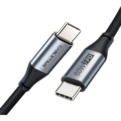 CABLETIME καλώδιο USB-C σε USB-C CT-CMCM, 60W, 480Mbps, 2m, μαύρο CABLETIME καλώδιο USB-C σε USB-C CT-CMCM, 60W, 480Mbps, 2m, μαύρο