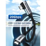 CABLETIME καλώδιο USB-C CT-CMCML-AG1, γωνιακό, 100W 20Gbps 4K, 1m, μαύρο CABLETIME καλώδιο USB-C CT-CMCML-AG1, γωνιακό, 100W 20Gbps 4K, 1m, μαύρο