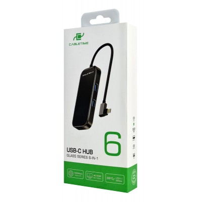 CABLETIME docking station CT-CMHD61G, 6 θυρών, USB-C σύνδεση, 4K, 60W, μαύρο CABLETIME docking station CT-CMHD61G, 6 θυρών, USB-C σύνδεση, 4K, 60W, μαύρο