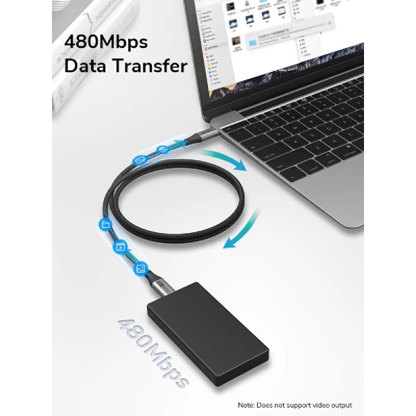 CABLETIME καλώδιο USB-C CMCM100W, 100W PD, 480Mbps, 1.5m, μαύρο CABLETIME καλώδιο USB-C CMCM100W, 100W PD, 480Mbps, 1.5m, μαύρο