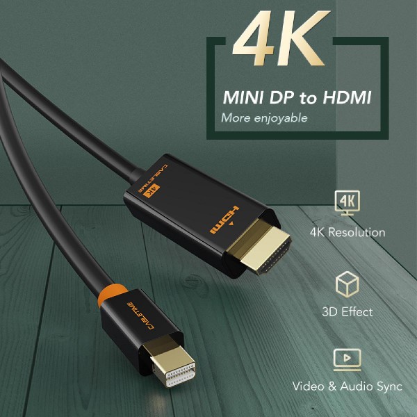 CABLETIME καλώδιο mini DisplayPort σε HDMI CT-AV588-03G4K, 4K/30Hz, 1.8m, μαύρο CABLETIME καλώδιο mini DisplayPort σε HDMI CT-AV588-03G4K, 4K/30Hz, 1.8m, μαύρο