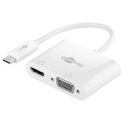 GOOBAY αντάπτορας USB Type-C σε HDMI+VGA 52430, 4K, 14cm, λευκός GOOBAY αντάπτορας USB Type-C σε HDMI+VGA 52430, 4K, 14cm, λευκός