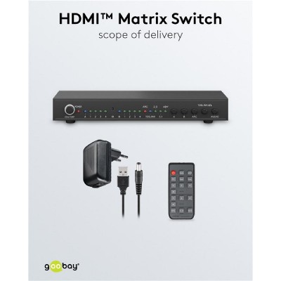 GOOBAY HDMI matrix switch 58478, 4-in σε 2-out, 4K/30Hz, μαύρο GOOBAY HDMI matrix switch 58478, 4-in σε 2-out, 4K/30Hz, μαύρο