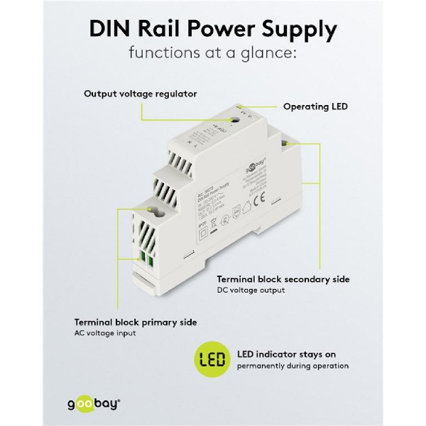 GOOBAY τροφοδοτικό 59573 για DIN rail, 12V/1.25A, 15W, IP20 GOOBAY τροφοδοτικό 59573 για DIN rail, 12V/1.25A, 15W, IP20