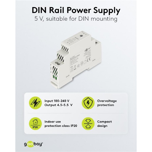 GOOBAY τροφοδοτικό 59574 για DIN rail, 5V/2.4A, 12W, IP20 GOOBAY τροφοδοτικό 59574 για DIN rail, 5V/2.4A, 12W, IP20