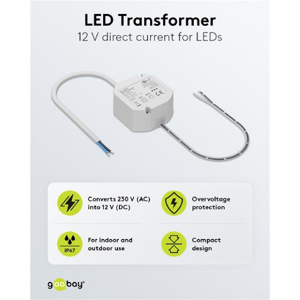 GOOBAY μετασχηματιστής LED 59575, 12V/1A, 12W, IP65 GOOBAY μετασχηματιστής LED 59575, 12V/1A, 12W, IP65