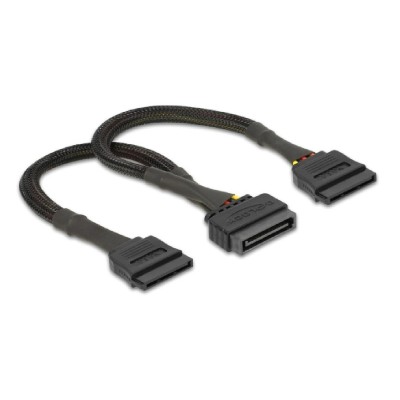 DELOCK καλώδιο SATA 15pin σε 2x SATA 15pin 60135, 0.25m, μαύρο DELOCK καλώδιο SATA 15pin σε 2x SATA 15pin 60135, 0.25m, μαύρο