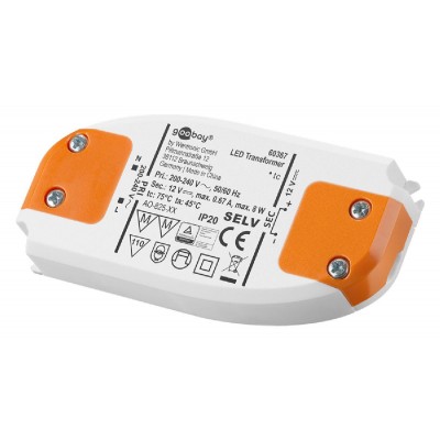 GOOBAY μετασχηματιστής LED 60367, 12V, 8W, IP20 GOOBAY μετασχηματιστής LED 60367, 12V, 8W, IP20