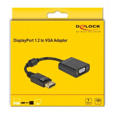 DELOCK αντάπτορας DisplayPort σε VGA 61006, 1920x1200p, passive, μαύρος DELOCK αντάπτορας DisplayPort σε VGA 61006, 1920x1200p, passive, μαύρος