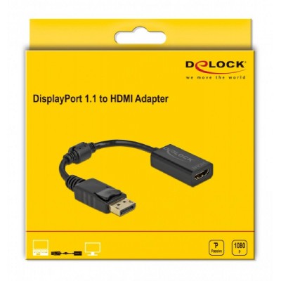 DELOCK αντάπτορας DisplayPort σε HDMI 61011, 1080p Passive, 15cm, μαύρος DELOCK αντάπτορας DisplayPort σε HDMI 61011, 1080p Passive, 15cm, μαύρος