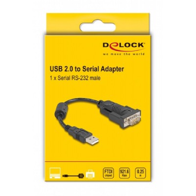 DELOCK καλώδιο USB σε RS-232 61549, 921.6Kbps, 0.25m, μαύρο DELOCK καλώδιο USB σε RS-232 61549, 921.6Kbps, 0.25m, μαύρο