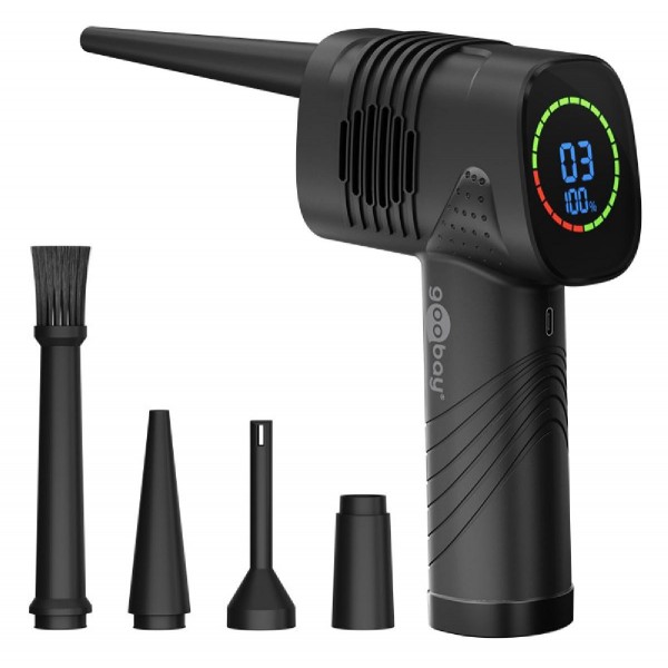 GOOBAY ηλεκτρικό air duster 61667, LED οθόνη, 46.8W, 2000mAh, μαύρο GOOBAY ηλεκτρικό air duster 61667, LED οθόνη, 46.8W, 2000mAh, μαύρο