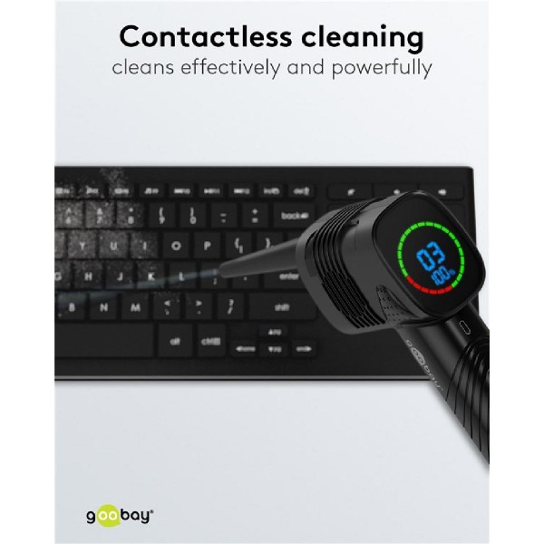 GOOBAY ηλεκτρικό air duster 61667, LED οθόνη, 46.8W, 2000mAh, μαύρο GOOBAY ηλεκτρικό air duster 61667, LED οθόνη, 46.8W, 2000mAh, μαύρο