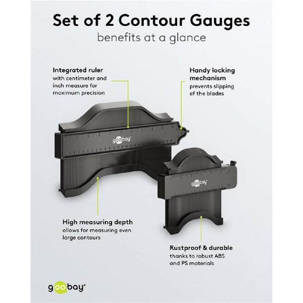 GOOBAY σετ παντογράφοι 61668, κλίμακα σε inch/cm, 130/250mm, 2τμχ GOOBAY σετ παντογράφοι 61668, κλίμακα σε inch/cm, 130/250mm, 2τμχ