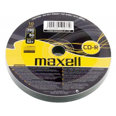 MAXELL CD-R 624034-41, 700ΜΒ, 80min, 52x speed, spindle pack 10τμχ MAXELL CD-R 624034-41, 700ΜΒ, 80min, 52x speed, spindle pack 10τμχ