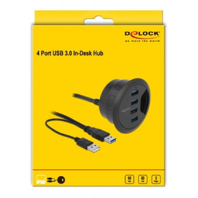 DELOCK USB hub 62868, 4x USB 3.0, 5Gbps, 60/80mm, μαύρο DELOCK USB hub 62868, 4x USB 3.0, 5Gbps, 60/80mm, μαύρο