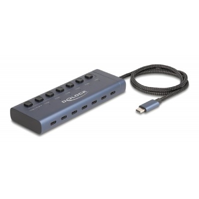 DELOCK USB-C hub 63410 με διακόπτες, 7x θυρών, 5Gbps, 20W, USB-C σύνδεση, μπλε DELOCK USB-C hub 63410 με διακόπτες, 7x θυρών, 5Gbps, 20W, USB-C σύνδεση, μπλε