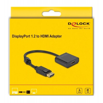 DELOCK αντάπτορας DisplayPort σε HDMI 63585, 4K/30Hz, active, μαύρος DELOCK αντάπτορας DisplayPort σε HDMI 63585, 4K/30Hz, active, μαύρος