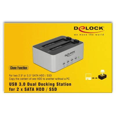 DELOCK docking station 63991, clone function, 2x 2.5/3.5" SSD/HDD, 5Gbps DELOCK docking station 63991, clone function, 2x 2.5/3.5" SSD/HDD, 5Gbps