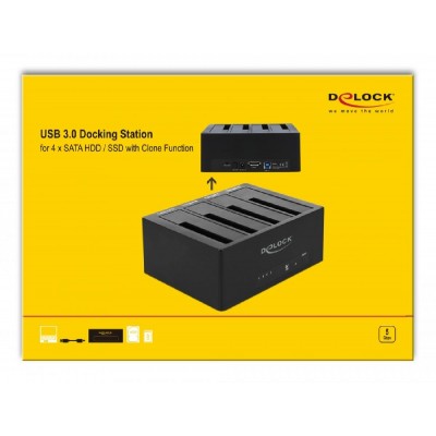 DELOCK docking station 64063, clone function, 4x HDD/SSD 6Gb/s, μαύρο DELOCK docking station 64063, clone function, 4x HDD/SSD 6Gb/s, μαύρο