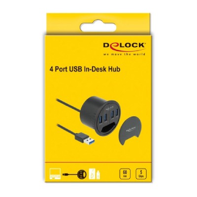 DELOCK USB hub 64153, 4x USB 3.2 Gen 1, 5Gbps, 60mm, μαύρο DELOCK USB hub 64153, 4x USB 3.2 Gen 1, 5Gbps, 60mm, μαύρο