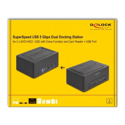 DELOCK docking station 64183 clone function, 2x HDD, CF/SD, 5Gbps, μαύρο DELOCK docking station 64183 clone function, 2x HDD, CF/SD, 5Gbps, μαύρο