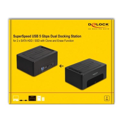 DELOCK docking station 64187, clone/erase function, 2x SSD, 5Gb/s, μαύρο DELOCK docking station 64187, clone/erase function, 2x SSD, 5Gb/s, μαύρο