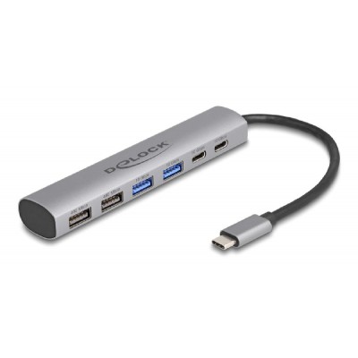 DELOCK USB-C hub 64232, 4x USB/2x USB-C θύρες, 10Gbps, γκρι DELOCK USB-C hub 64232, 4x USB/2x USB-C θύρες, 10Gbps, γκρι