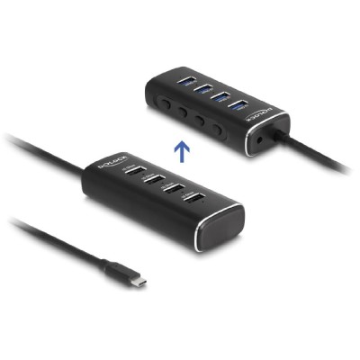 DELOCK USB-C hub 64233 με διακόπτες, 4x USB θύρες, 10Gbps, μαύρο DELOCK USB-C hub 64233 με διακόπτες, 4x USB θύρες, 10Gbps, μαύρο
