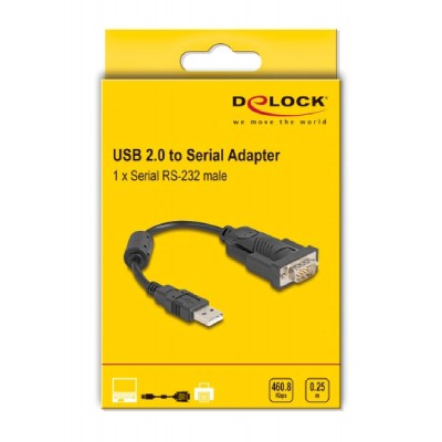 DELOCK αντάπορας USB σε RS-232 64276, 460.8Kbps, 0.25m, μαύρος DELOCK αντάπορας USB σε RS-232 64276, 460.8Kbps, 0.25m, μαύρος
