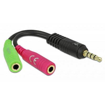 DELOCK αντάπτορας 3.5mm σε 2x 3.5mm 65344, OMTP, 10cm, μαύρος DELOCK αντάπτορας 3.5mm σε 2x 3.5mm 65344, OMTP, 10cm, μαύρος