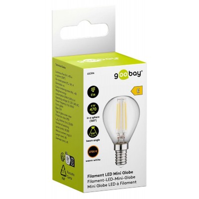 GOOBAY LED λάμπα mini globe 65394, E14, Filament, 4W, 2700K, 470lm GOOBAY LED λάμπα mini globe 65394, E14, Filament, 4W, 2700K, 470lm