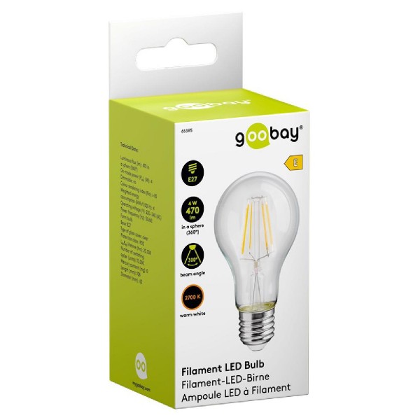 GOOBAY LED λάμπα bulb 65395, E27, Filament, 4W, 2700K, 470lm GOOBAY LED λάμπα bulb 65395, E27, Filament, 4W, 2700K, 470lm