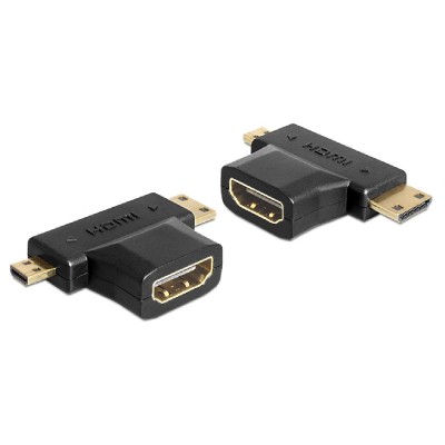 DELOCK αντάπτορας HDMI σε HDMI mini & micro 65446, gold plated, μαύρος DELOCK αντάπτορας HDMI σε HDMI mini & micro 65446, gold plated, μαύρος