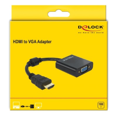 DELOCK αντάπτορας HDMI σε VGA 65512, 1080p, μαύρος DELOCK αντάπτορας HDMI σε VGA 65512, 1080p, μαύρος
