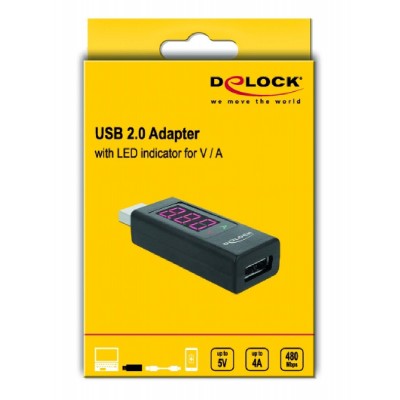 DELOCK αντάπτορας USB 65569 με οθόνη ένδειξης V/A, έως 5V/4A, μαύρος DELOCK αντάπτορας USB 65569 με οθόνη ένδειξης V/A, έως 5V/4A, μαύρος