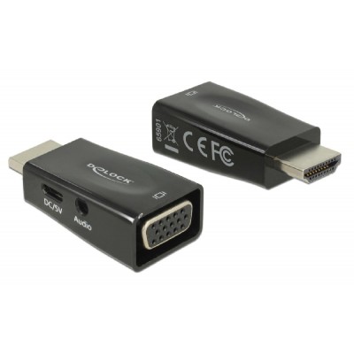 DELOCK αντάπτορας HDMI σε VGA + 3.5mm 65901, 1080p, μαύρος DELOCK αντάπτορας HDMI σε VGA + 3.5mm 65901, 1080p, μαύρος