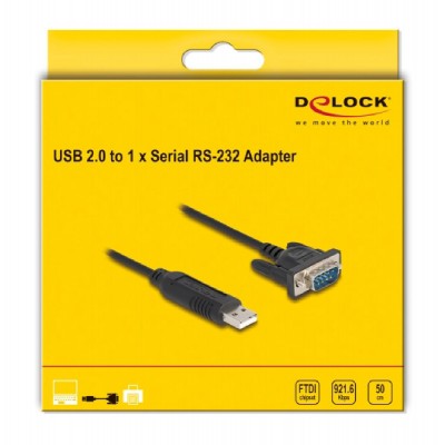 DELOCK καλώδιο USB σε RS-232 66461, 921.6Kbps, 50cm, μαύρο DELOCK καλώδιο USB σε RS-232 66461, 921.6Kbps, 50cm, μαύρο