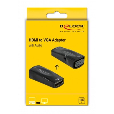 DELOCK αντάπτορας HDMI σε VGA 66560, 1080p/60Hz, μαύρος DELOCK αντάπτορας HDMI σε VGA 66560, 1080p/60Hz, μαύρος