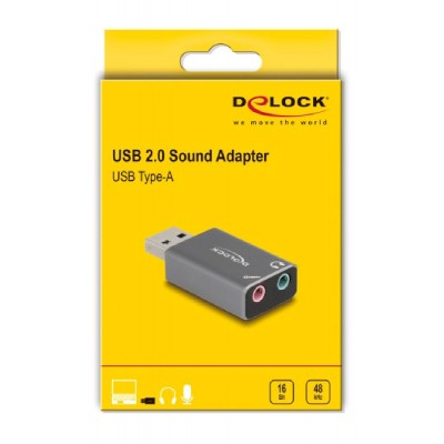 DELOCK εξωτερική κάρτα ήχου 66633, 2x 3.5mm, USB σύνδεση, γκρι DELOCK εξωτερική κάρτα ήχου 66633, 2x 3.5mm, USB σύνδεση, γκρι