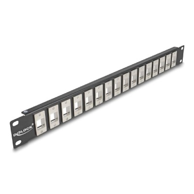 DELOCK Keystone patch panel 66758, 19"/1U, 16x ports, μαύρο DELOCK Keystone patch panel 66758, 19"/1U, 16x ports, μαύρο